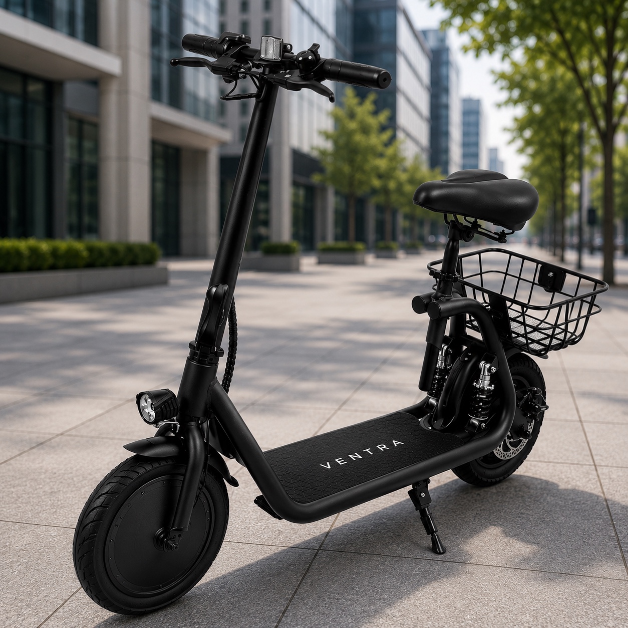 Ventra Kaze K2S seated electric commuter scooter with rear basket